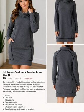 lululemon athletica Charcoal Gray Cowl Tunic Sweater